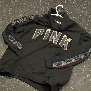 VS PINK Campus Crowl Rainbow Bling Sweatshirt